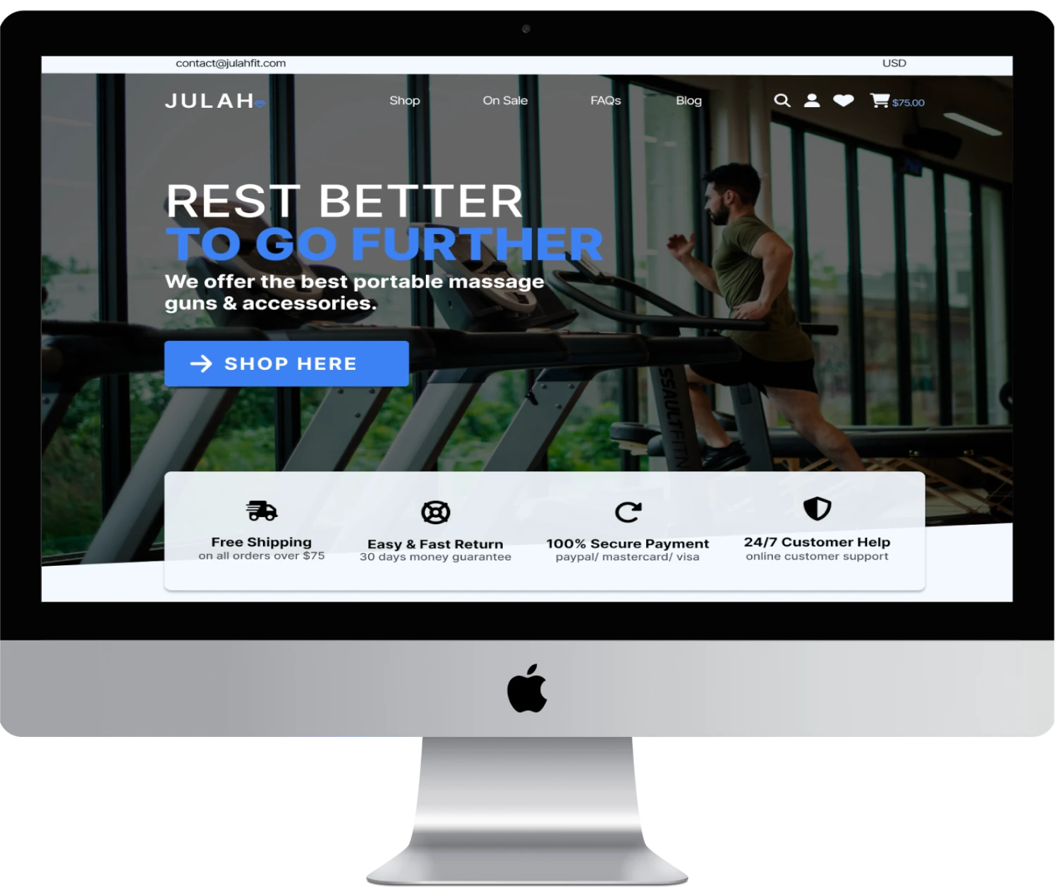 Affordable website for a fitness business.
