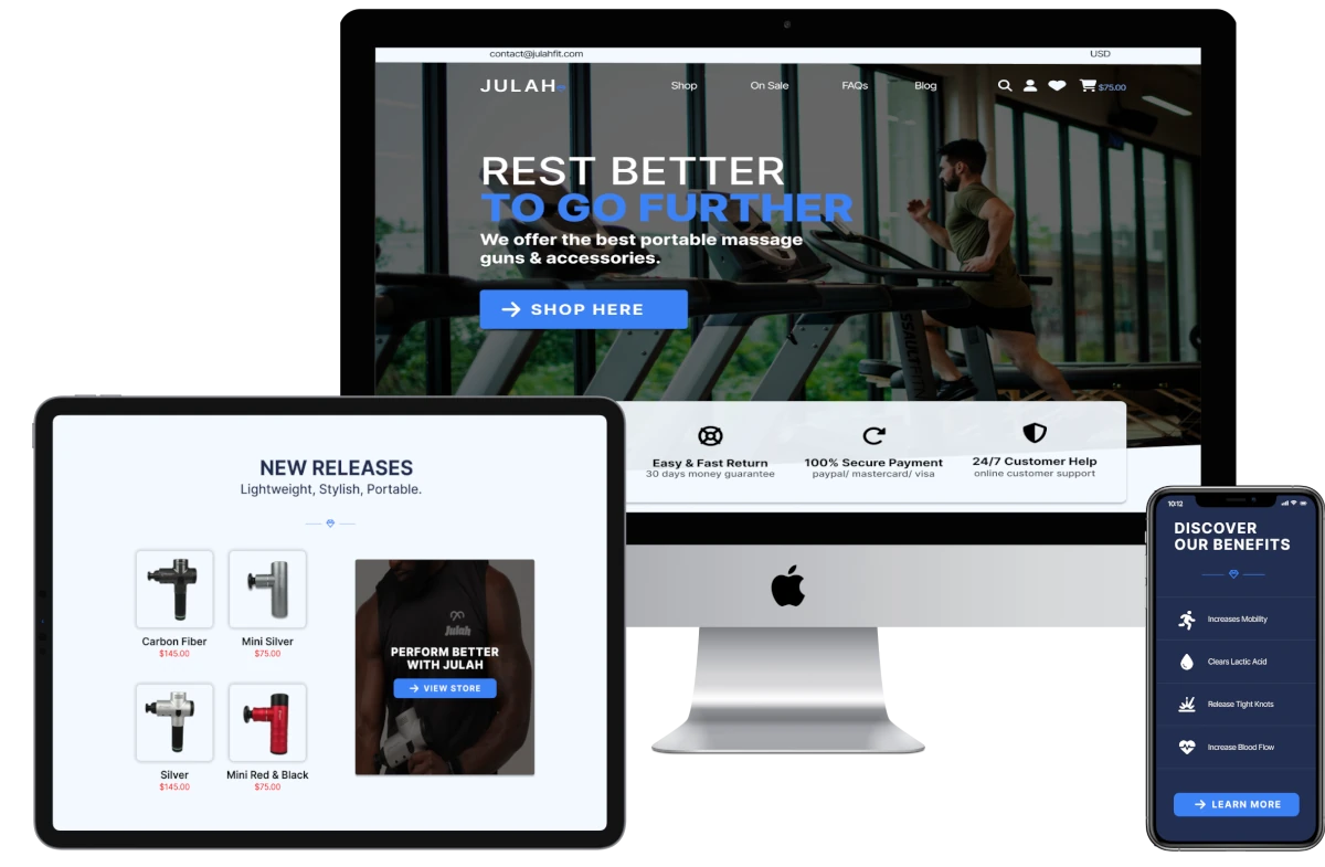 Affordable website for a fitness business.