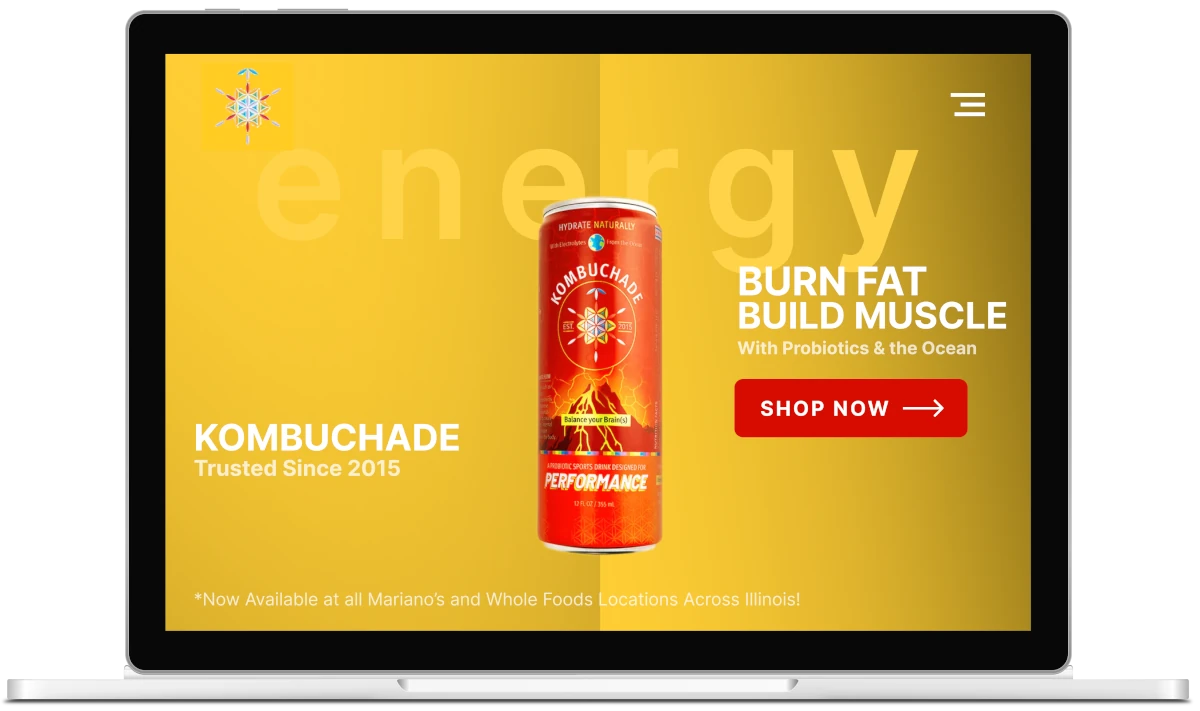 Web design for an energy drink product.